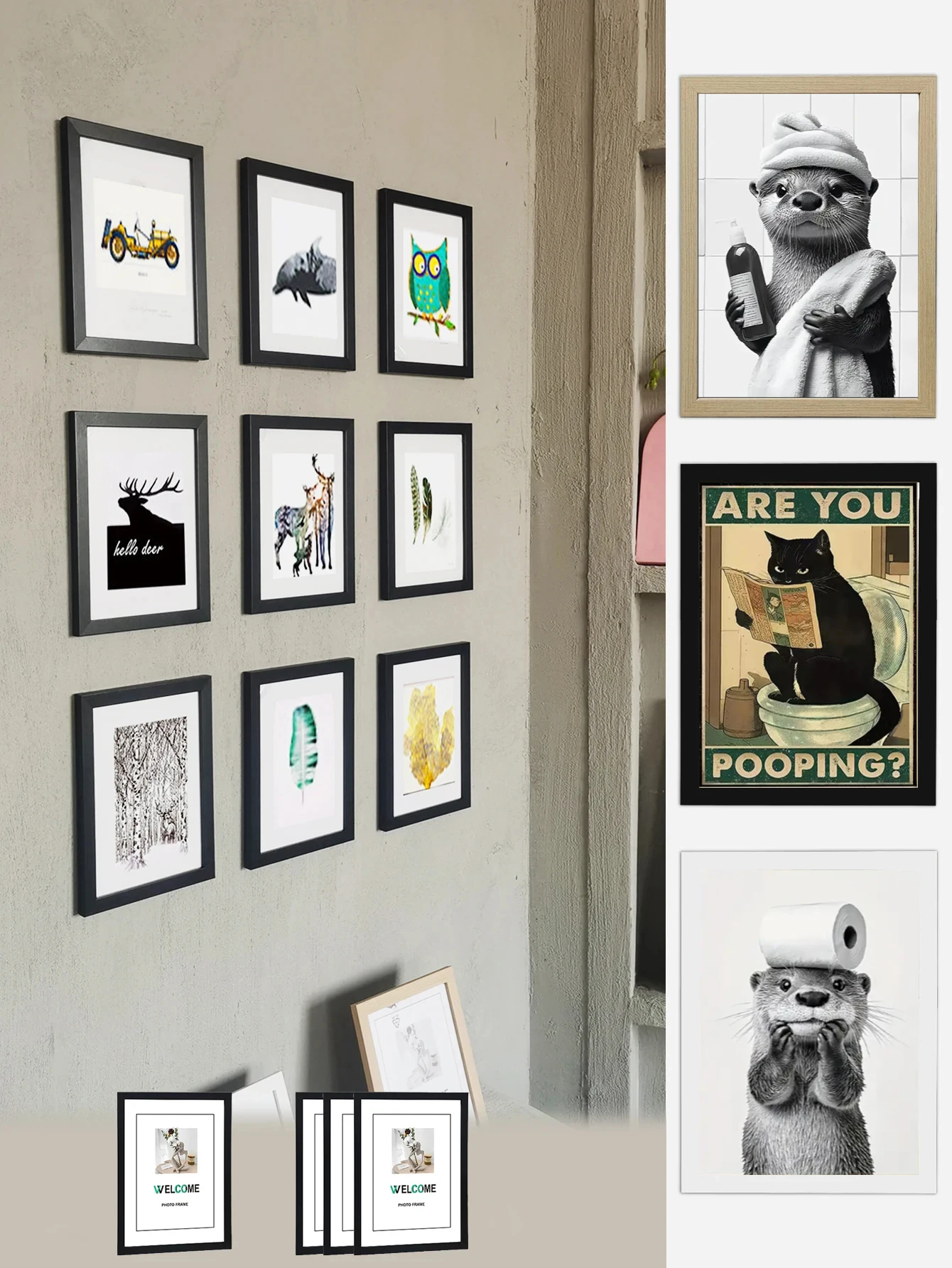 

DIY Photo Frame Black, White, Wood Grain Color Photo Frame Suitable for Room Living Room Decoration Wall Decoration Фоторамка