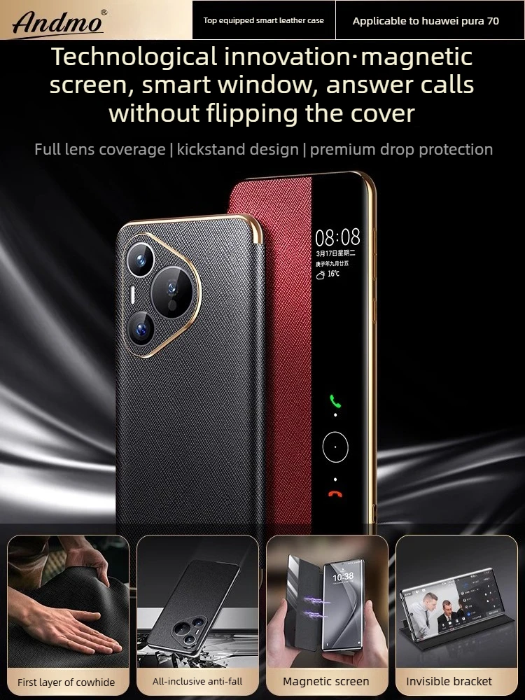 

Magnetic Suction Genuine Leather Case for Huawei Pura 90 Pro All-inclusive Drop-resistant Protective Case for Pura 80 Pro 70 Pro
