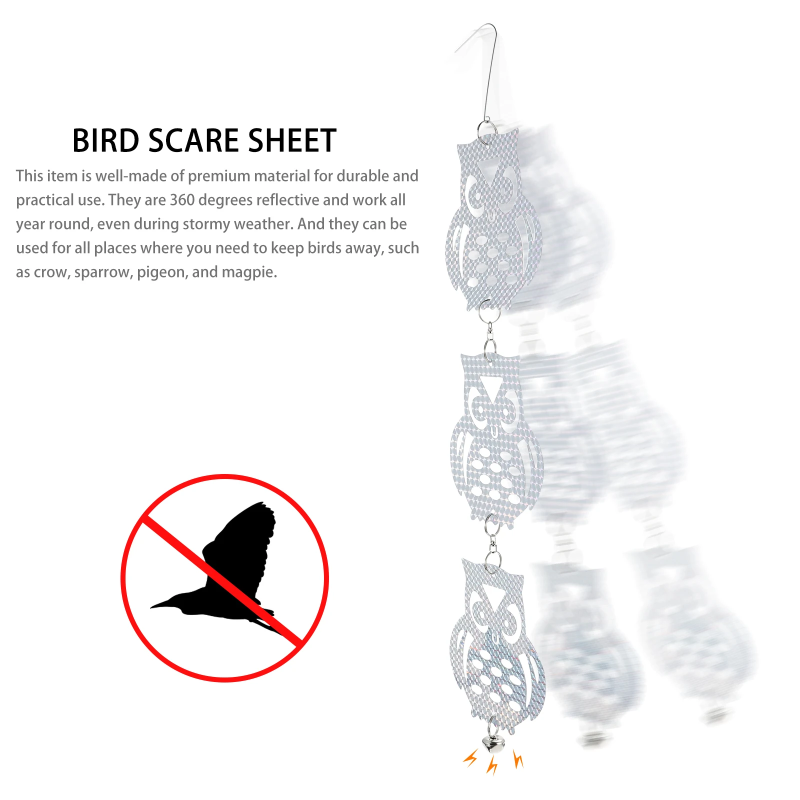 

2 set 2 Sets Owl Bird Repeller Reflective Hanging Sheet Garden Balcony Orchard Farm Supplies Deterrent Tool Decorative Sculpture