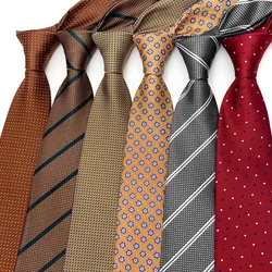 Luxury 8CM Mens Ties Polka Dot Stripes Classic Business Necktie Jacquard Woven Neck ties For Men Groom Wedding Party Neckwear