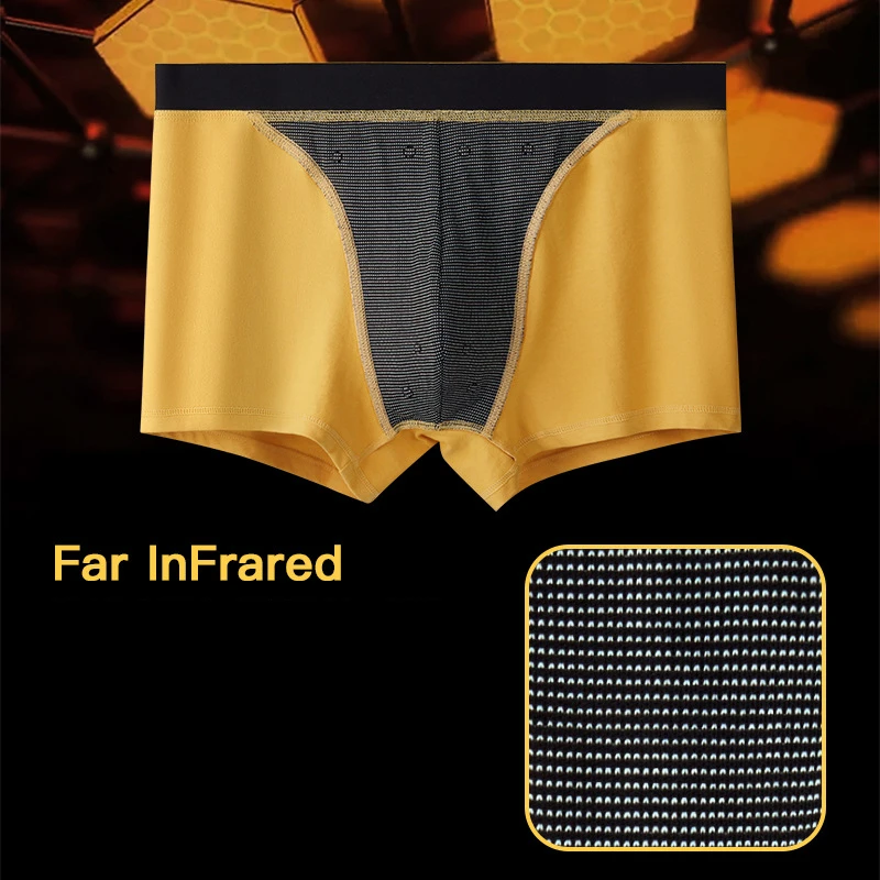 Sous-vêtements de thérapie magnétique pour hommes, lingerie en poudre bombée, caleçons améliorant la nature, boxeurs antibactériens, coton