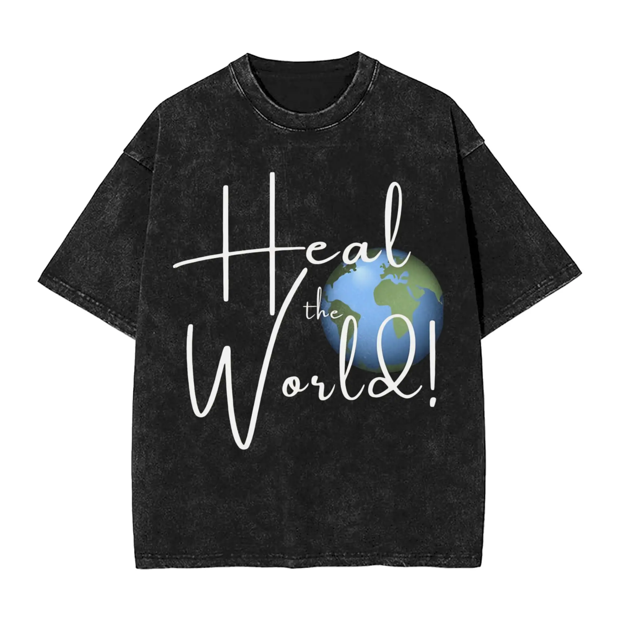 Heal The World MJ Signature michaels jacksons T Shirt Washed 100% Cotton High Street T-Shirt  Novelty for Men Women Streetwear