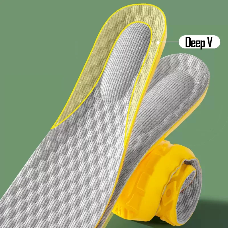 Semelles intérieures en mousse à mémoire de forme pour chaussures, unisexe, en latex, sport, haute élasticité, désodorisation, soins des pieds,