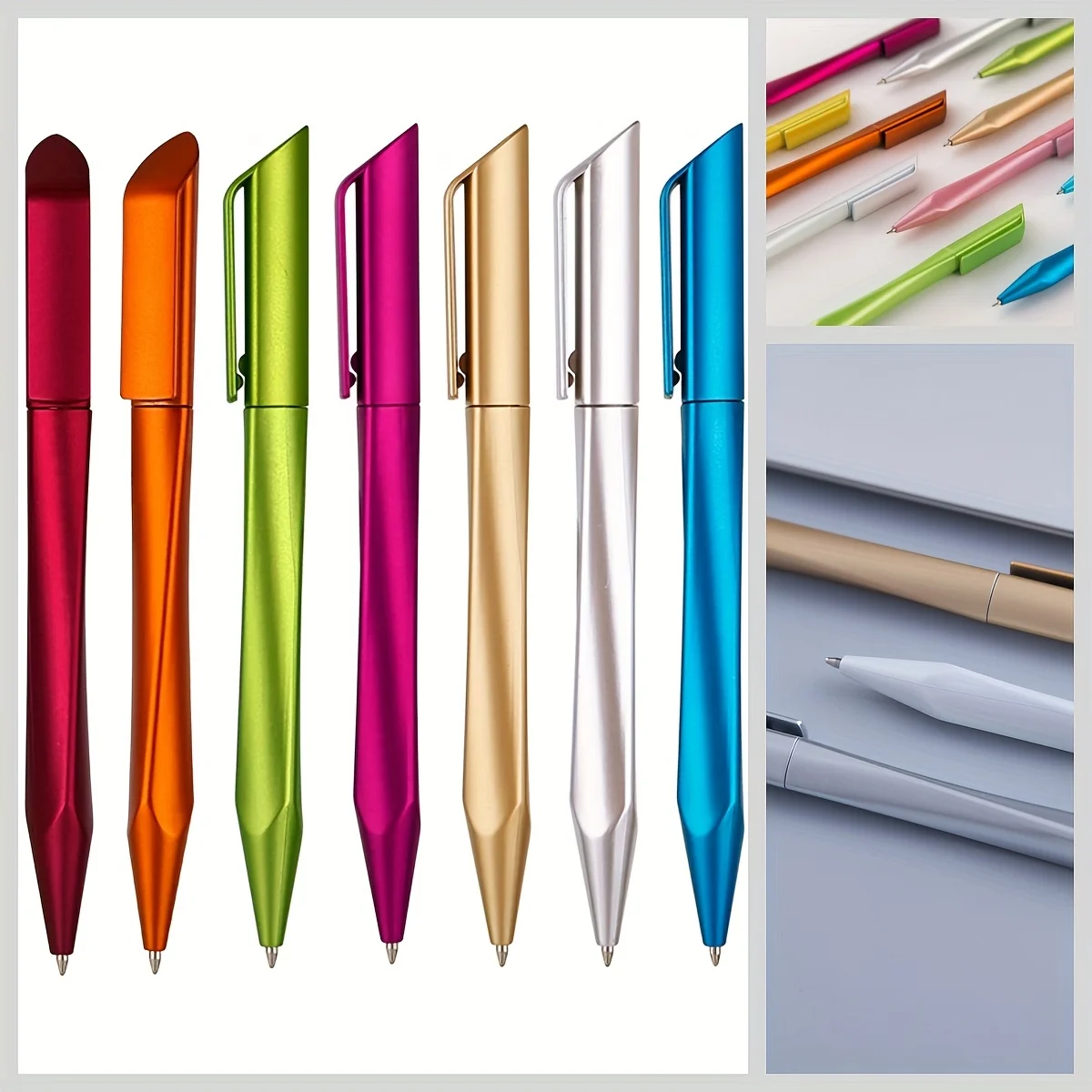 10pcs Innovative Multi Color Triangular Pen with Rotating Metal Ball Pen 0.7mm Male and Female Rotating Pen Multiple Colors