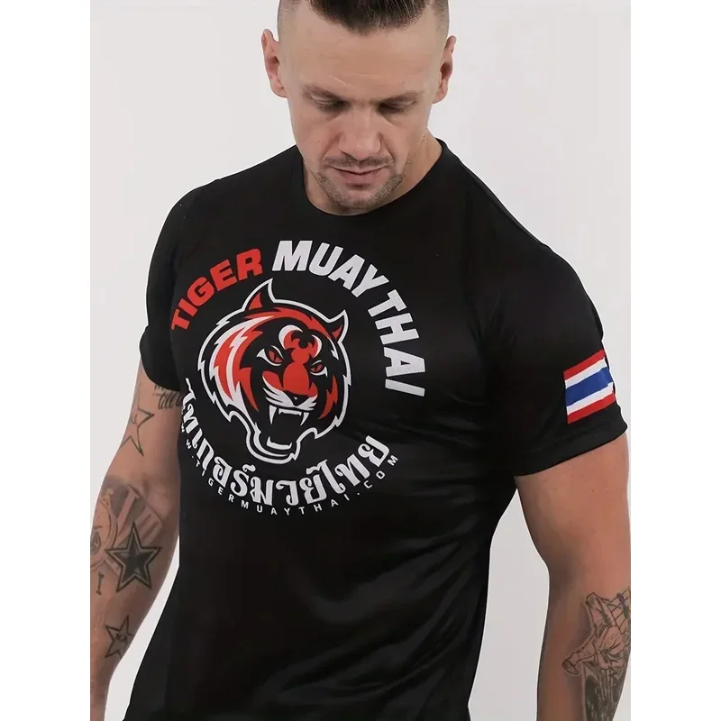 

EVERBOUT New Arrivals Tiger MuayThai Fitness T-shirts Men's Casual Short Sleeve Tee MMA Comprehensive Fighting Training Tops