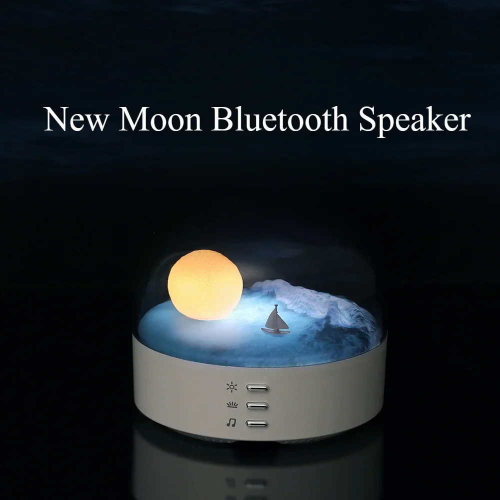 Modern New Creative Crescent Bluetooth Speaker Atmosphere Night Light Dual Color Light Source Unlimited Dimming Companion Light