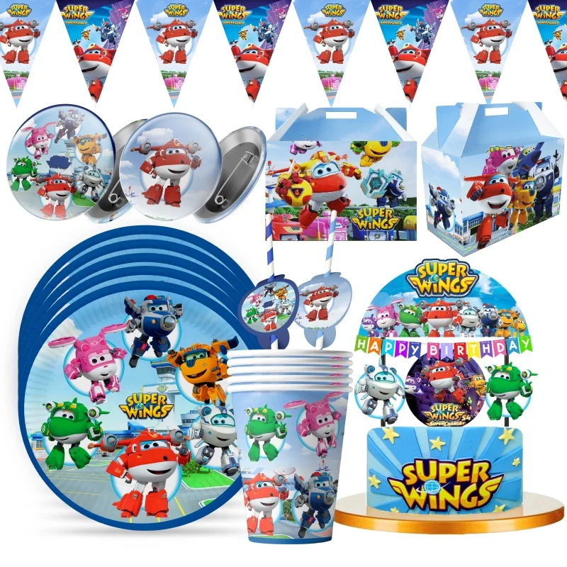 Super Themen-Party-Set: Flügel, Jett, Dizzy Einweggeschirr, Happy Birthday Pappbecher, Teller, Strohhalme, Ballons, Party-Dekorationen
