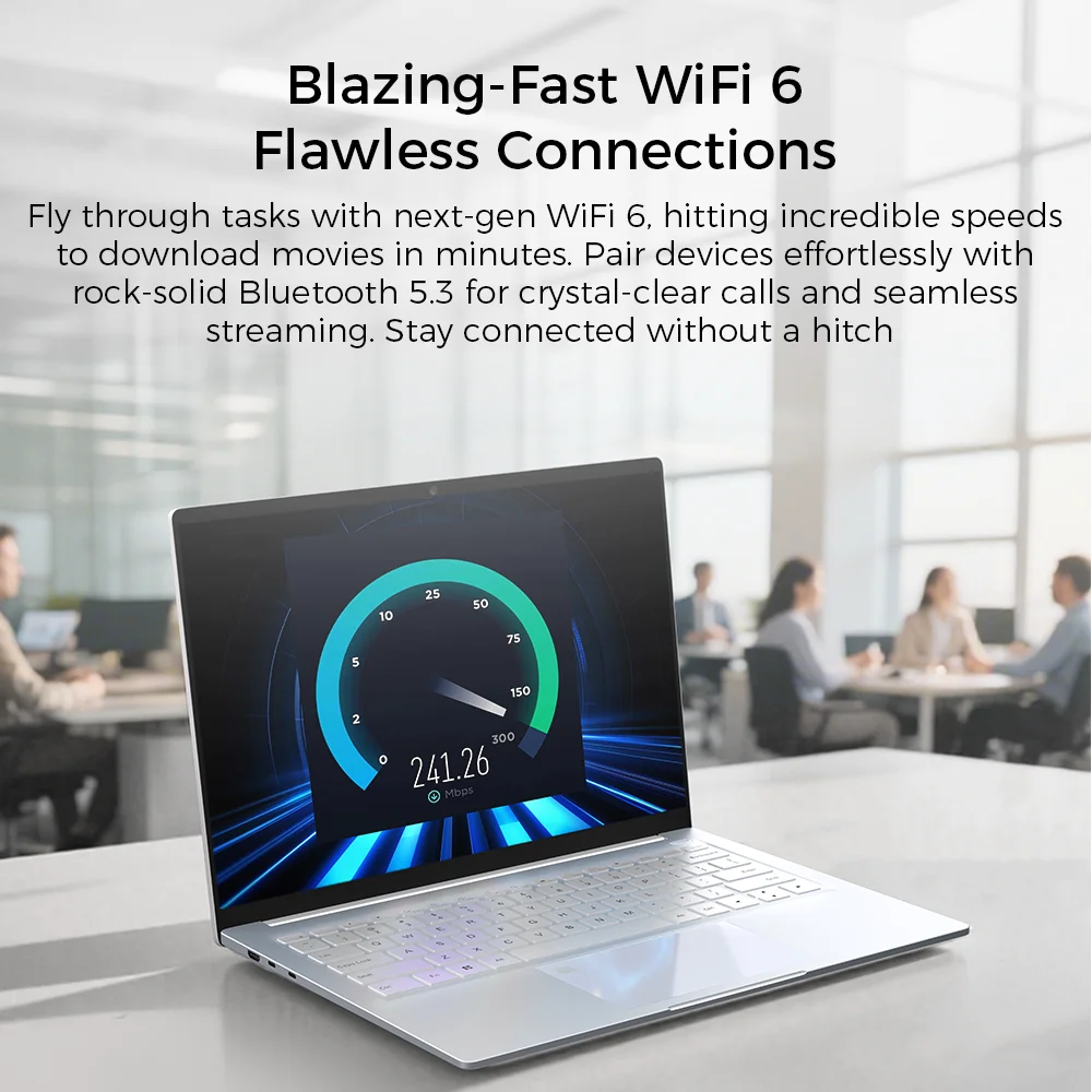 Ninkear S14 Laptop 14 Inch 2.2K AMD Ryzen 5 6600H 6-Core, 16GB DDR5 RAM, 1TB SSD, WiFi 6, Bluetooth 5.3, 60Wh Battery, 65W Type-C Charging, Backlit Keyboard