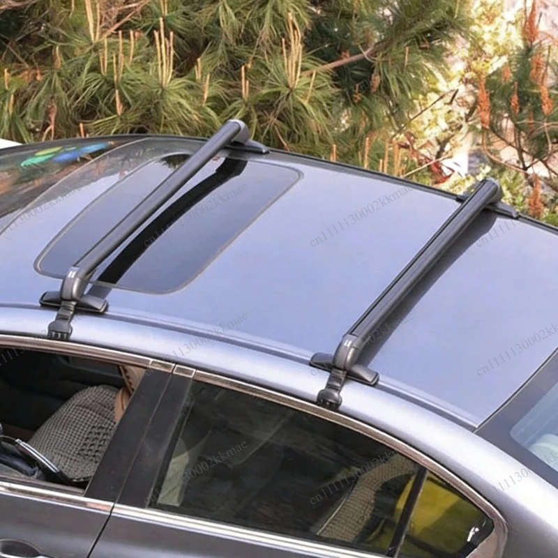 1 Pair Universal Car Roof Mounting Rack Rail Bar Black Aluminum Luggage Carrier with Lock Top Horizontal Bar Top Frame