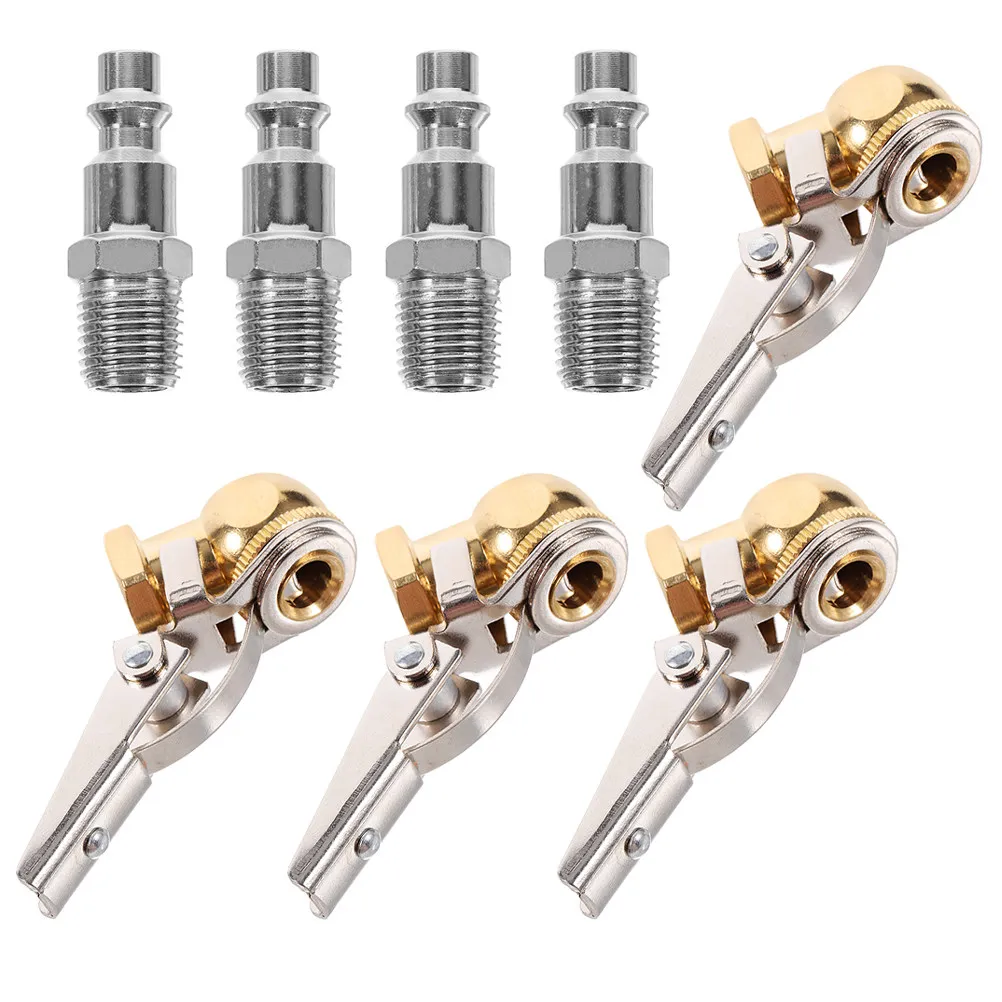 2Set Tire Air Chuck Locking Clip Brass Aluminum Alloy Quick Connect Adapter for Car Truck Motorcycle Tire Inflation
