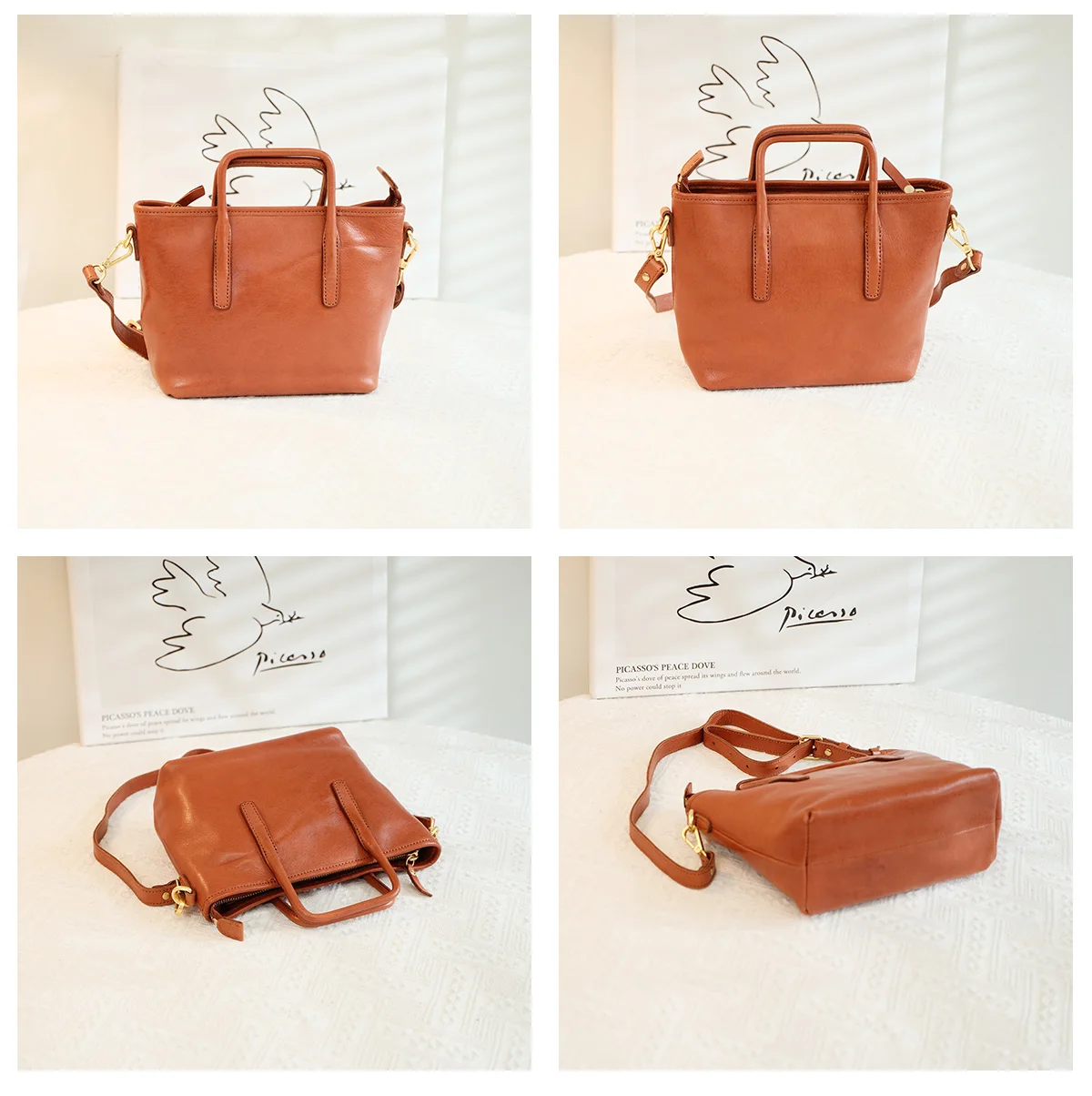 حقيبة يد نسائية من الجلد الطبيعي مصنوعة يدويًا وبسيطة للحفلات الخارجية من المصممين حقيبة كتف نسائية من جلد البقر الحقيقي