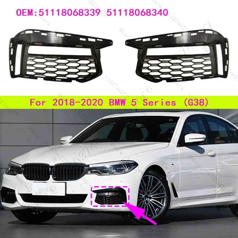 For 2018-2020 BMW 5 Series Chass (G38) Front Bumper Fog Lamp Frame Grille Mesh 51118068339 51118068340