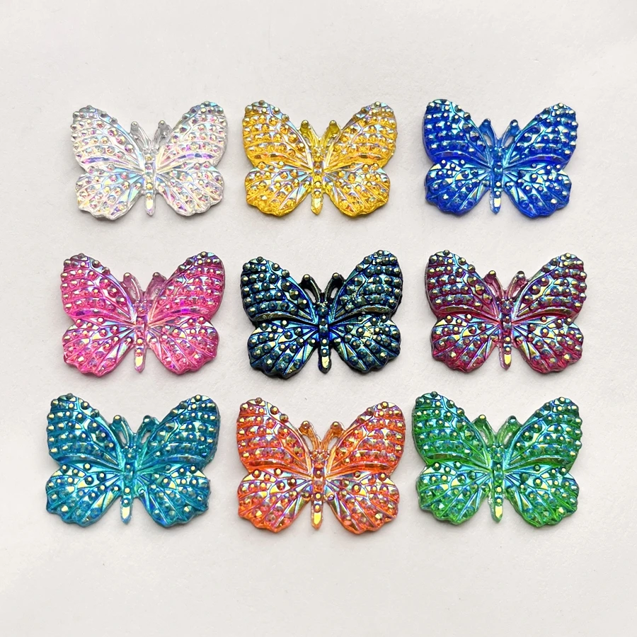 New 30*23mm  AB color Resin Butterfly Rhinestone diy hair accessories Flat back Scrapbook Flat back wedding decoration 10pcs/lot