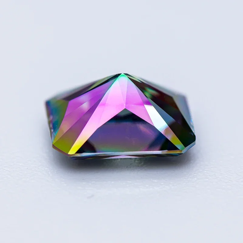 Pierre de moissanite verte arc-en-ciel, coupe radieuse, pierre précieuse cultivée en laboratoire, bijoux à bricoler soi-même, matiques, cadeau exécutif avec certificat GRA, document