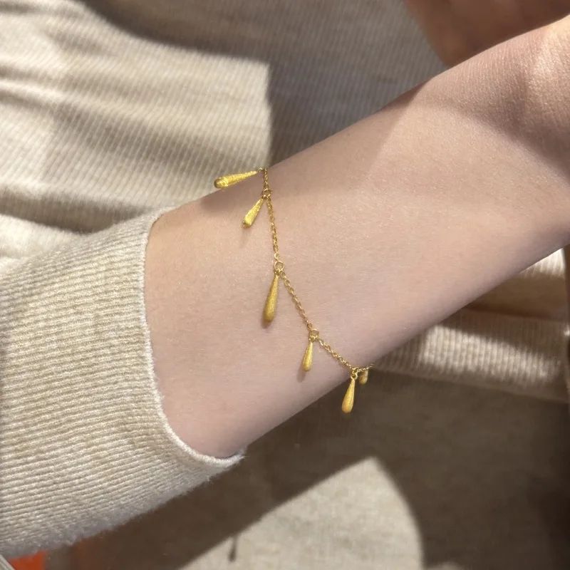 سوار قطرة الماء المصقول بالذهب العتيق من العصور الوسطى للنساء، مجوهرات راقية فاخرة وخفيفة الوزن