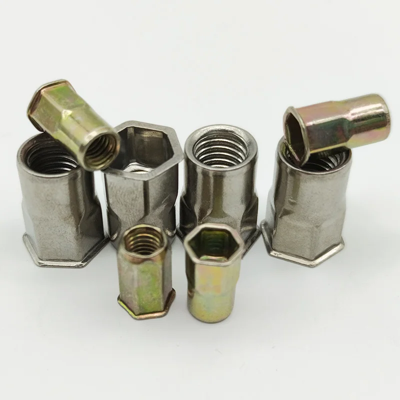 Rivet Nut Insert Nutsert Cap Hex Hex Color Zinc Plated Flat Head Threaded Carbon Steel Knurled Nuts Rivnuts M4 M5 M6 M8 M10 M12