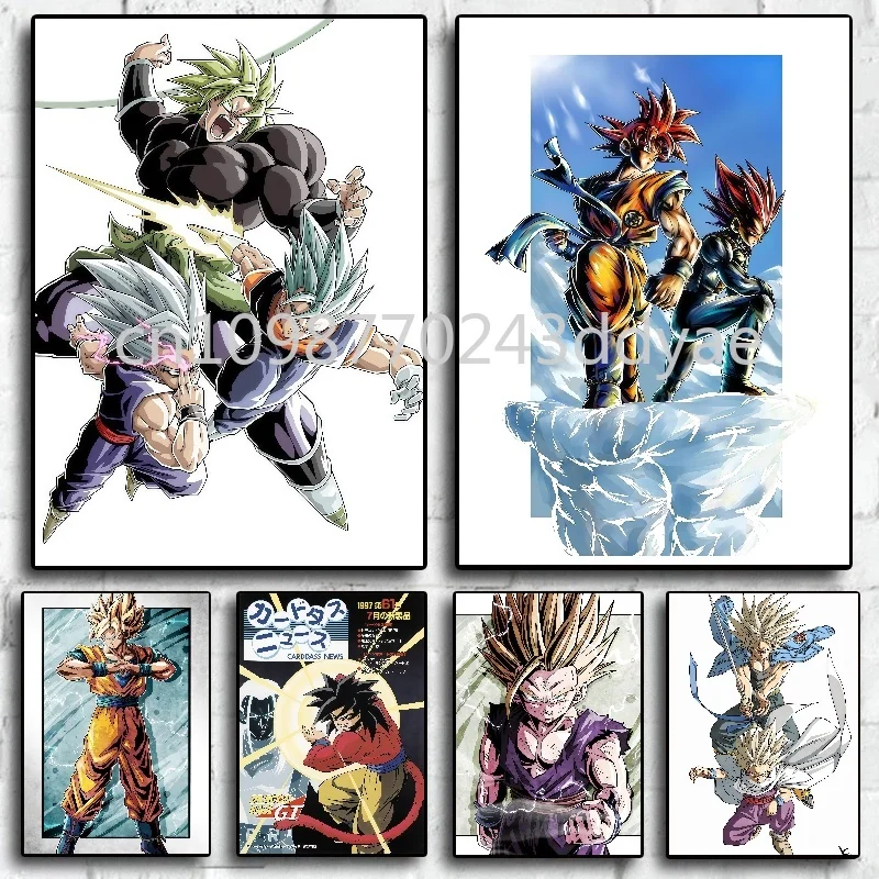 

Classic Cartoon Artwork Canvas Painting Dragon Ball Poster Wukong Vegeta Children's Birthday Gift Interior Art Deco Painting