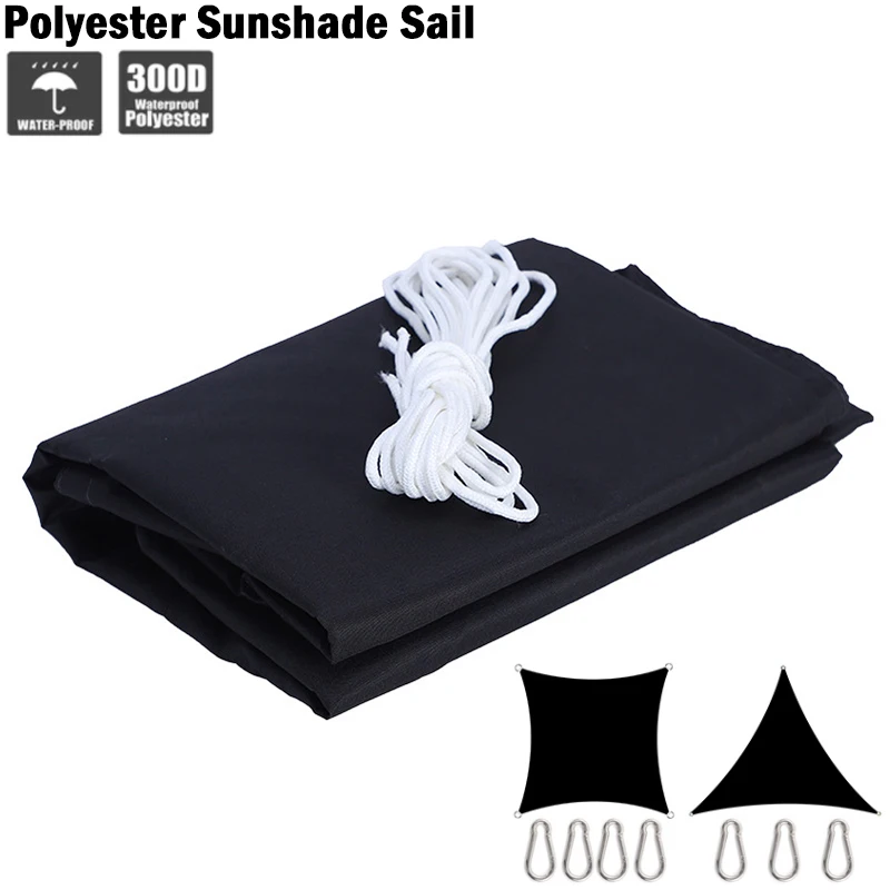 Black 300D Polyester Sun Shade Sail Waterproof Triangle Rectangle Awning Outdoor Beach Camping Sun Shelter Garden Terrace Canopy