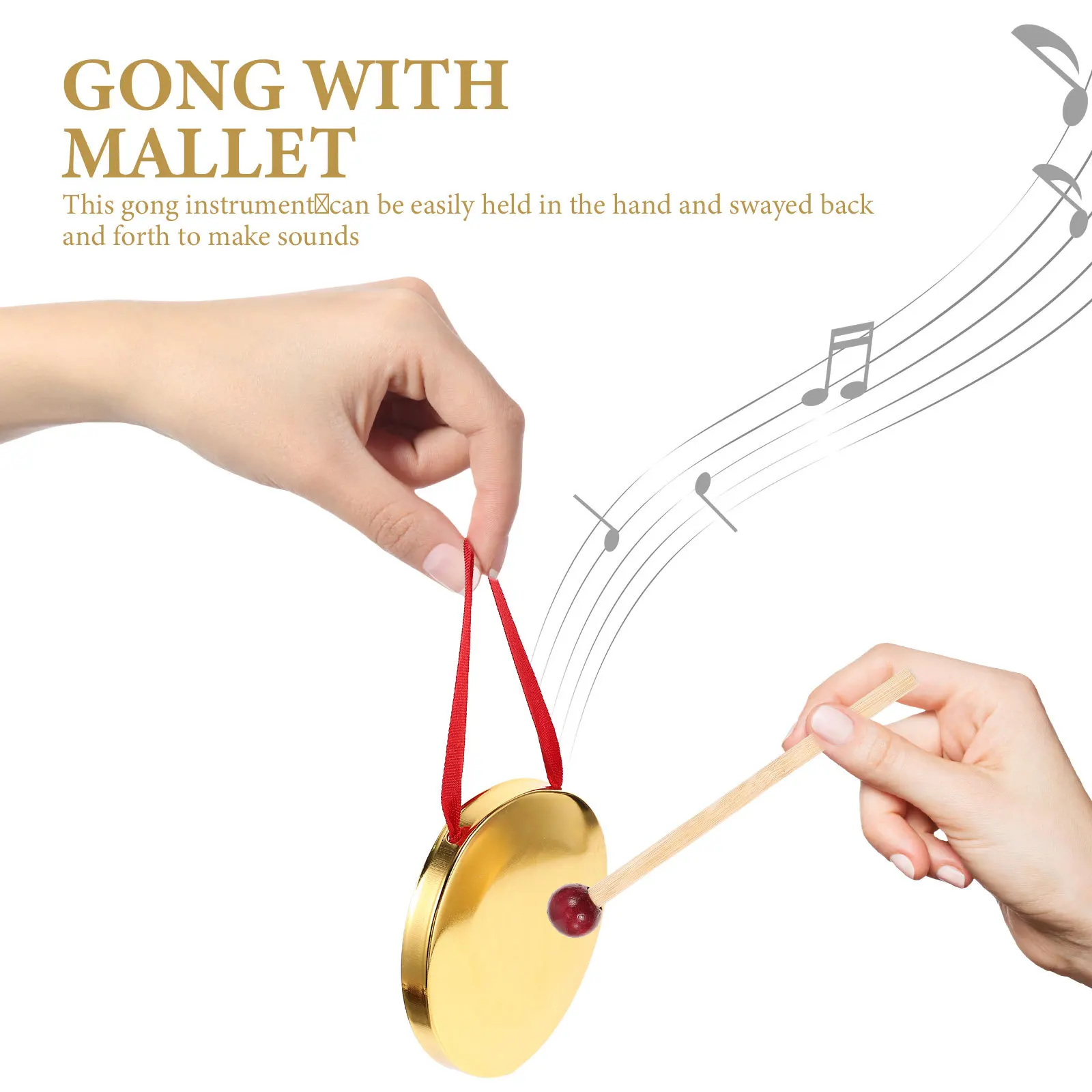 

1Set Hand Held Gong Mallet Portable Rhythm Instrument Musical Accessory Fun Party Supply Kindergarten Performance Decor