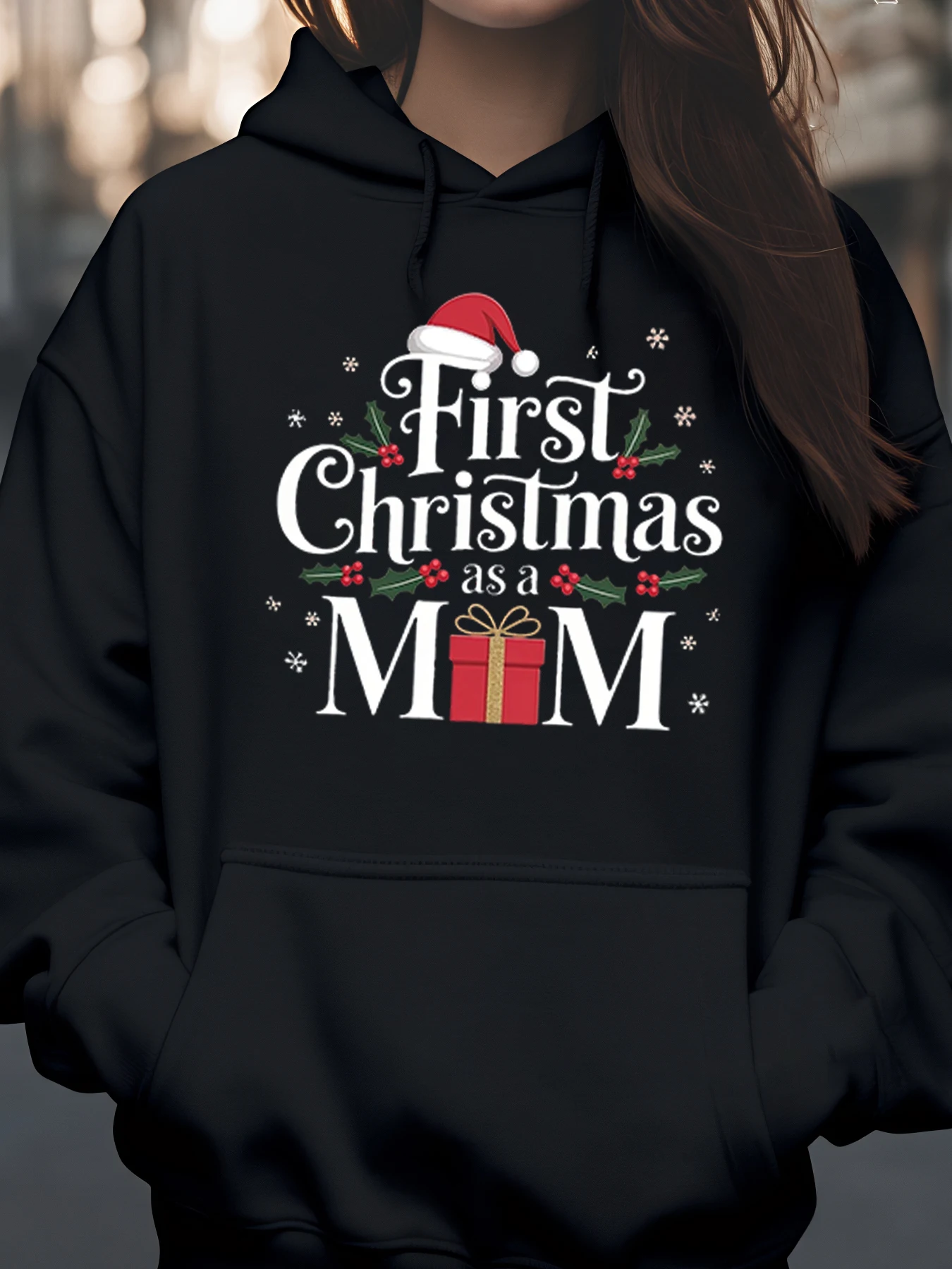 

Толстовка с принтом «Первое Рождество в виде мамы» Рождественский праздничный свитшот для новых мам и женщин