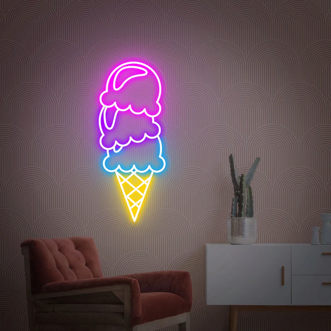 Imagem -03 - Ice Cream Neon Sign Wall Decor Decoração da Loja Kids Room Presentes de Aniversário Bar Decor