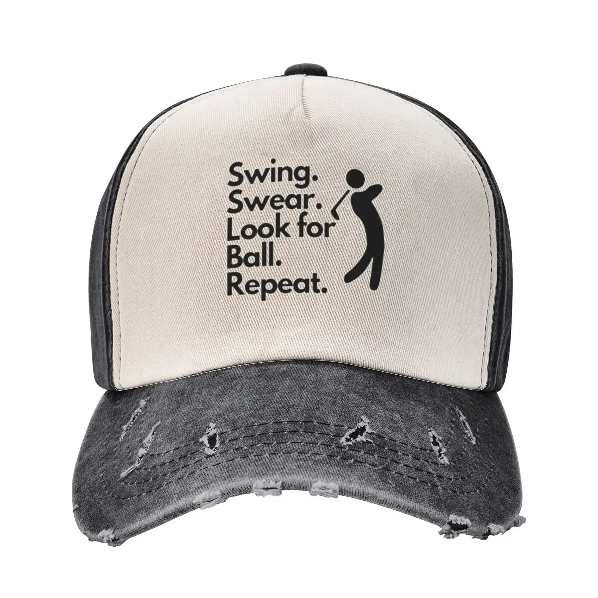 Swing. Swear. Look for ball. Repeat. Baseball Cap Sunscreen fishing hat Women's Hats 2025 Men's