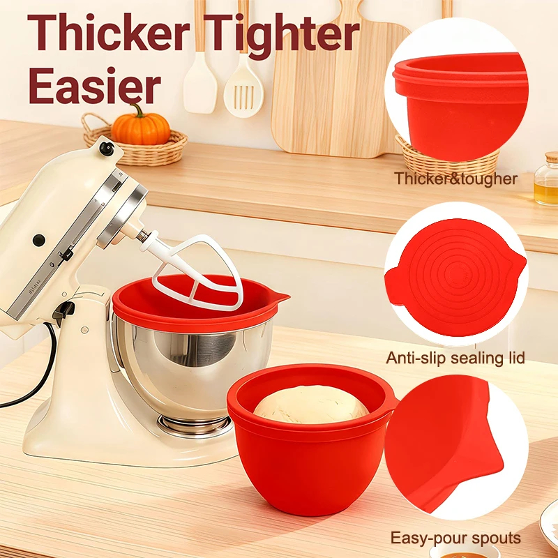 Pelapis Mangkuk Silikon 4.5–5 QT Dengan Tutup Kompatibel Dengan Mixer Kitchen Aid Tilt-Head 4.5/5 Quart