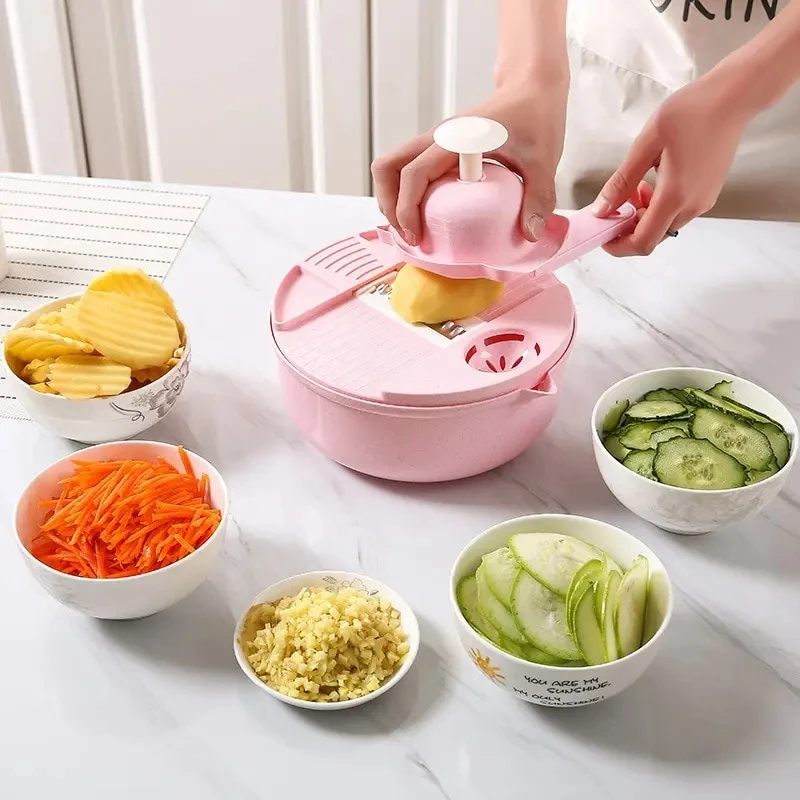 

1Pc Green/Blue/Pink Kitchen Multifunctional Salad Utensils Vegetable Chopper Carrot Potato Manual Shredder Cook Tool Bar Set