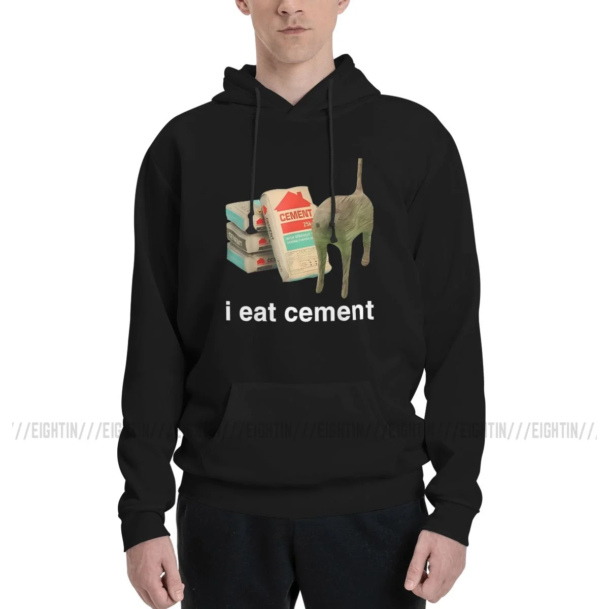 I Eat Cement Cursed Cat Funny Oddly Specific Meme Hoodies Men's Casual Sweatshirt Autumn Long Sleeve Pullovers