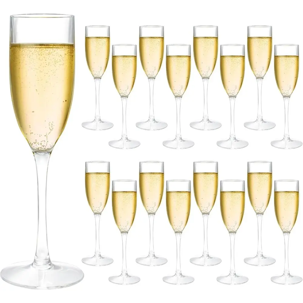 

Набор из 16 акриловых бокалов для шампанского, 5 унций, прозрачные пластиковые многоразовые бокалы на ножке для свадеб, вечеринок и коктейлей