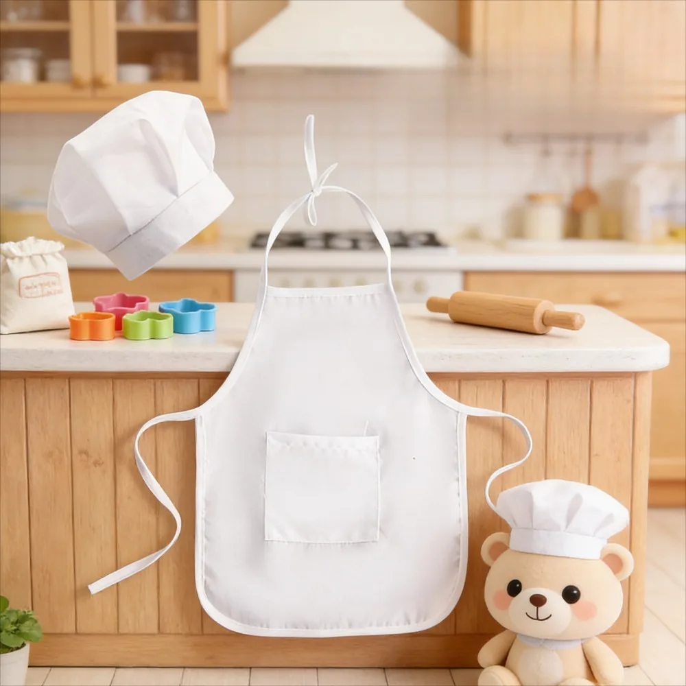 

Детский костюм шеф-повара для фотосессии, белая шляпа шеф-повара и фартук, детский наряд для выступлений и фотографии