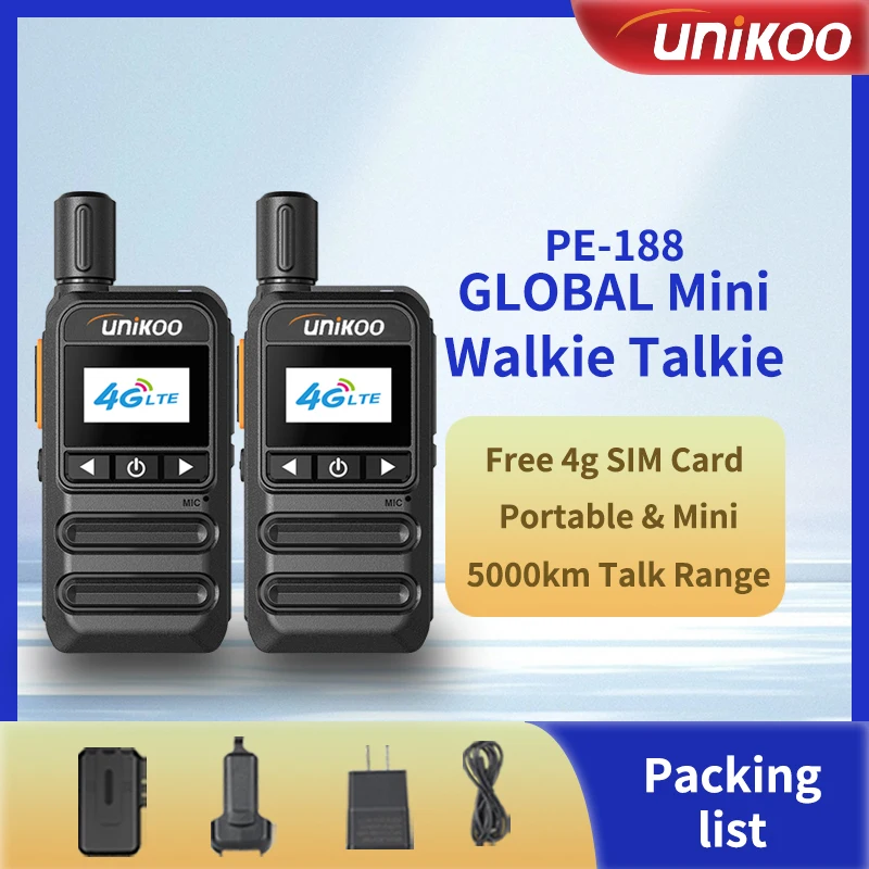 

2 PCS Unikoo PE188 POC Mini Portable Walkie Talkie Global 4G Type-C Long Range 5000 Kilometers Remote Network Radio Transceiver
