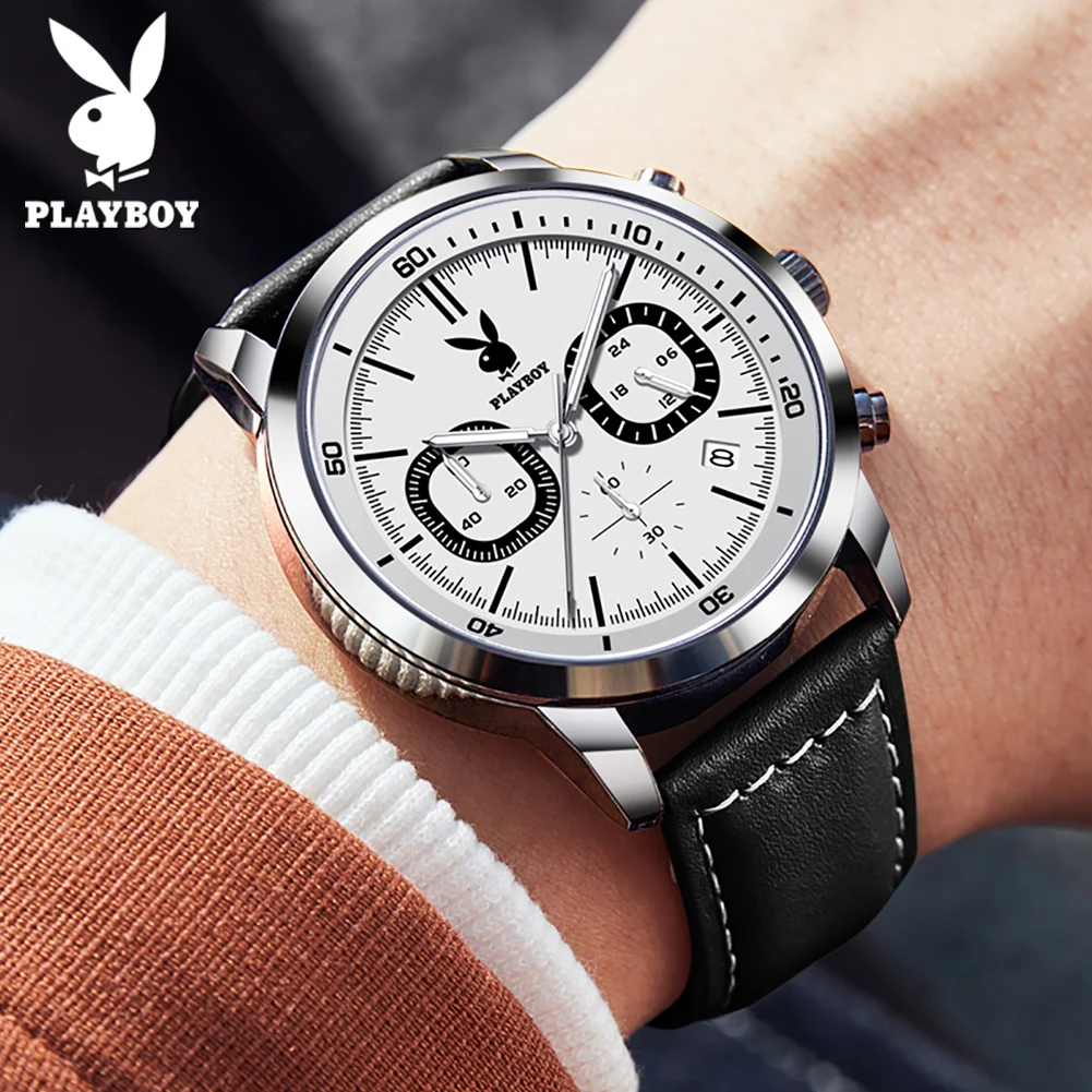 PLAYBOY Original Quartz Men\'s Wristwatch Luxury Sports Waterproof Watch for Men Fashion Trend High-end Silicone Strap Man Watch