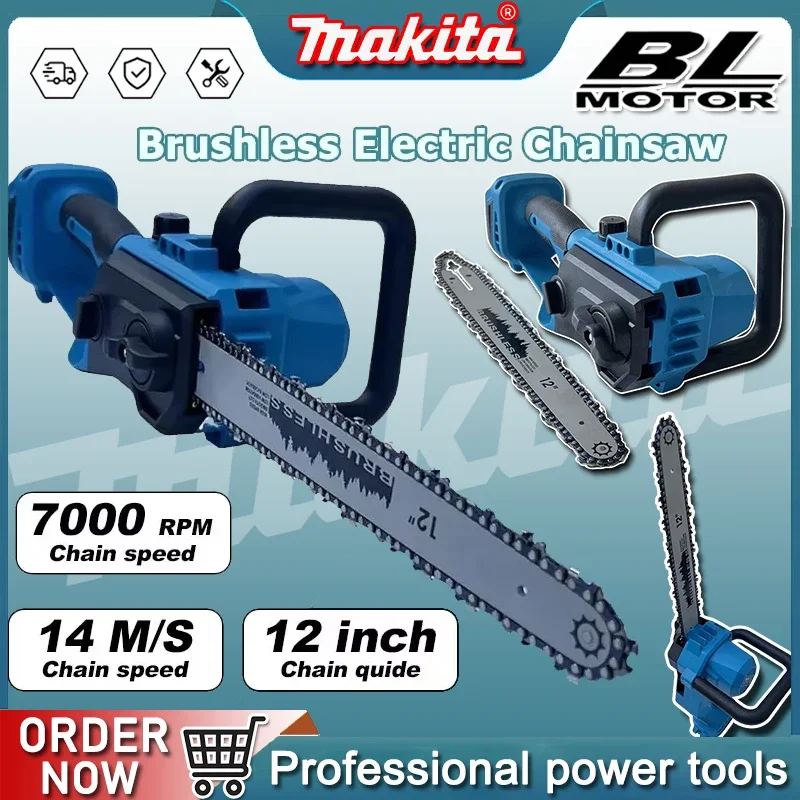 

Makita 12 Inch GardenTrimming Electric Chain Saw Cordless Wood Cutting Electric Saw Cordless Pruning Chain Saws For 18 Battery