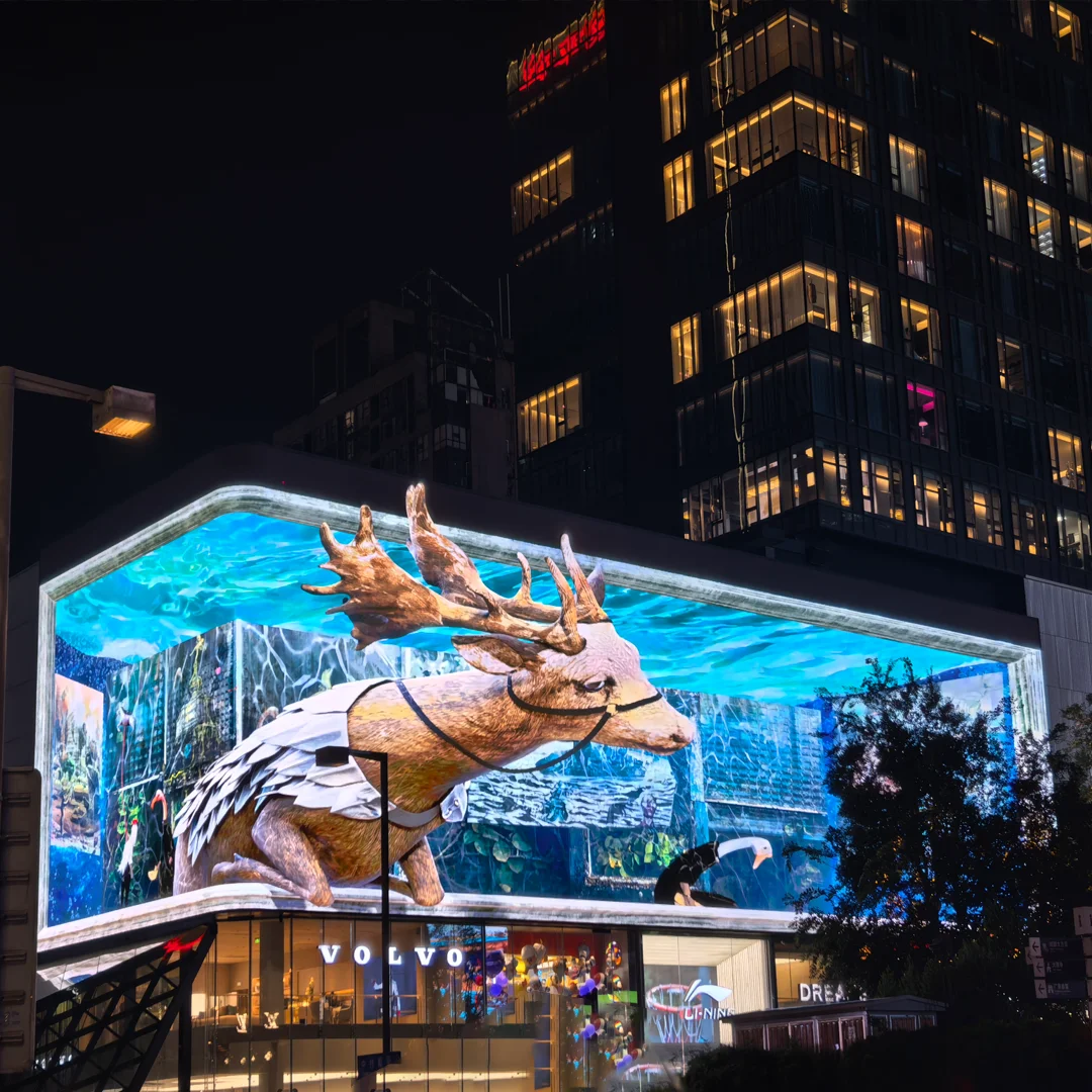Super Bright IP65 Waterproof Outdoor 3D LED Advertising Display Screen Sunlight Readable Technology For Customizable Commercial