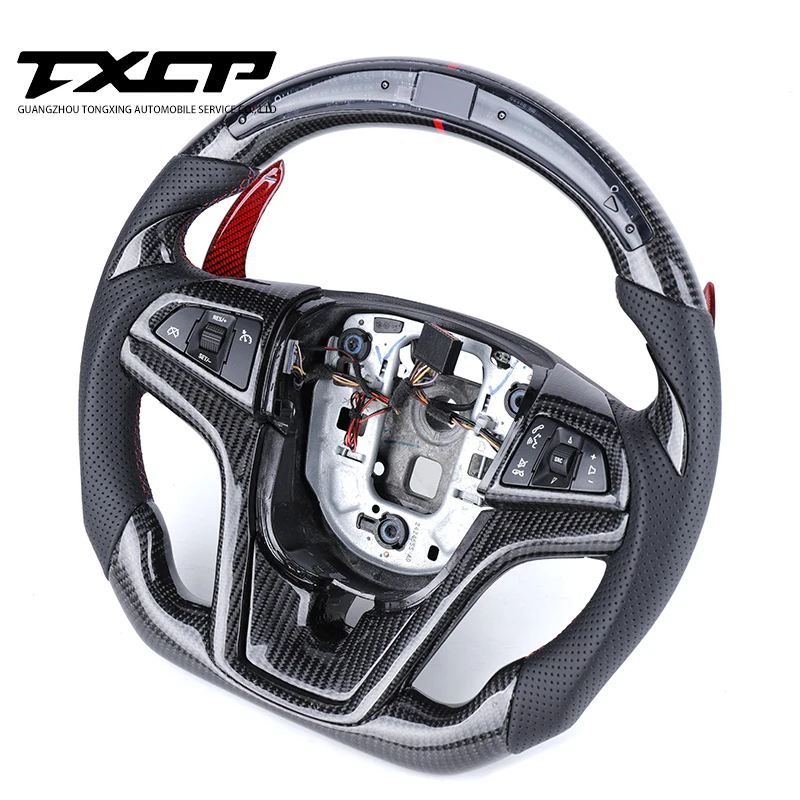 مناسب مخصص لسيارة شيفروليه كامارو كورفيت 2012-2015 عجلة القيادة الذكية المصنوعة من ألياف الكربون LED