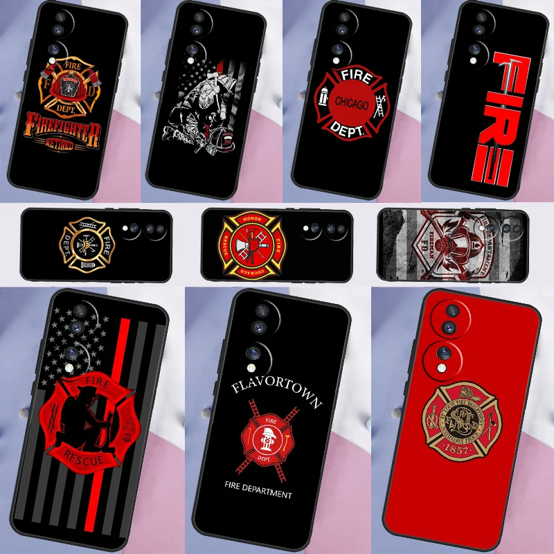 Firefighter Fire Department Fireman Case For Huawei P20 Pro P50 P40 P30 Lite P Smart Z Nova 5T Honor 50 70 X7 X8 X9 Back Cover