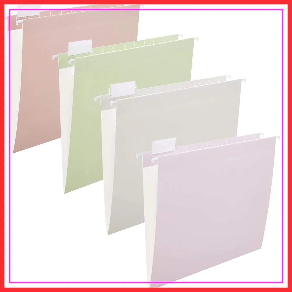 

12pc Hanging Color Folder Set, Cute File Cabinet Storage Box, Letter Size, Adjustable Tabs, 4 Colors, Home Office School