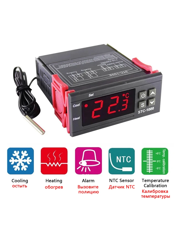 Imagem -02 - Led Digital Controlador de Temperatura e Umidade Home Frigorífico Termostato Humidistat Termômetro Higrômetro dc 12v 24v Stc3028