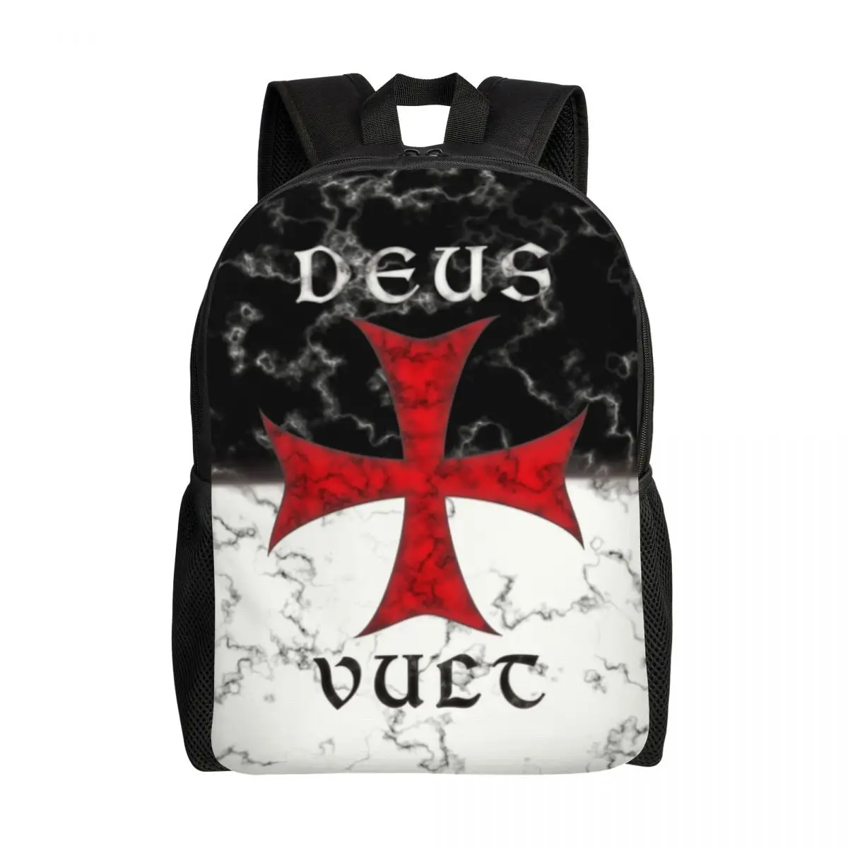 Deus Vult Crusader Cross In Marble Backpacks for Men Women Waterproof School College Knights Bag Printing Bookbag