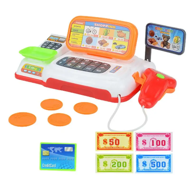 

Cash Register Toy Learning Counter Grocery Store Playset Toys Colorful Children's Supermarket Checkout Role-Play Cashier Set