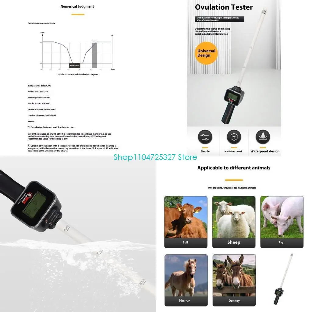 

D8KF Профессиональное устройство для разведения животных Детектор эструса Конструкция с перезаряжаемой батареей