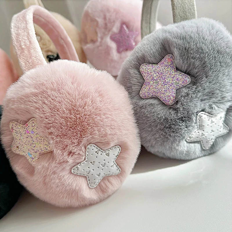 

Cute Stars Pattern Warm Earmuffs for Women Sweet Spice Girl Winter Outdoor Ear Warmers Soft Furry Warmer Muff Ear Covers