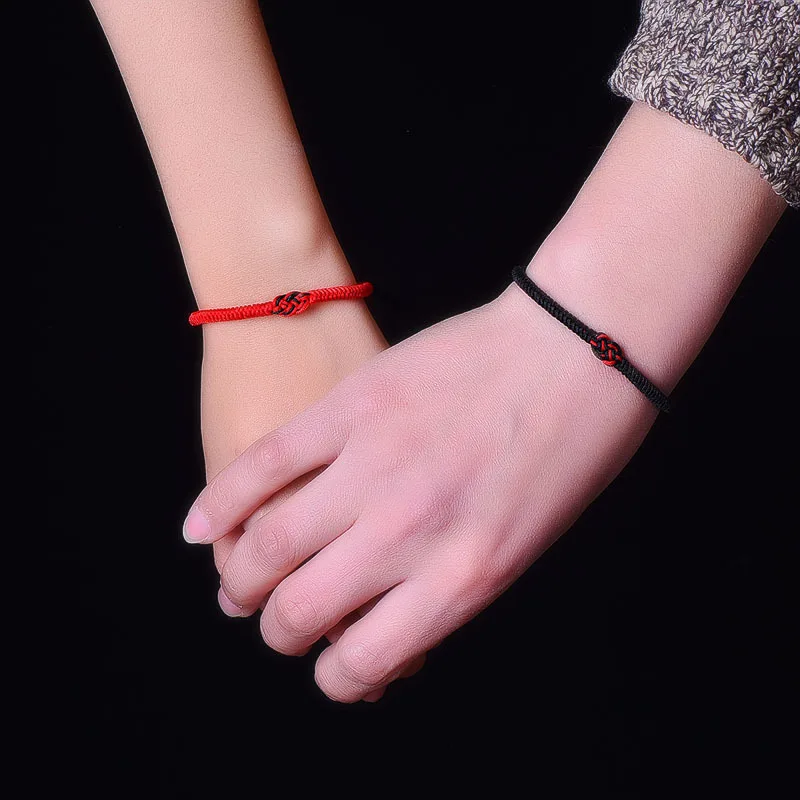 Red Black Woven Bracelet China Vajra Knot Wristbands Fashion Adjustable Couple Bangles for Men Women Lucky Jewelry Gift