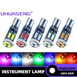 UHUASENG 10PCS Led T5 Bulb Non Polar 7SMD Instrument Dashboard Plate Panel Meter Warning Signal Lamp Car Indicator Light Blue