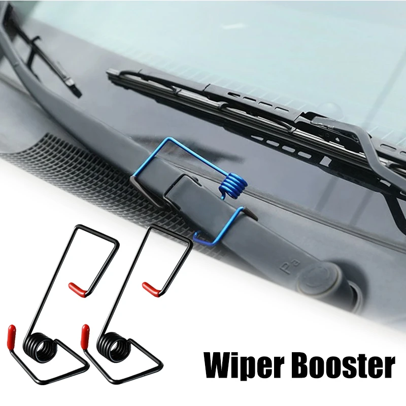 

2Pcs Windshield Wiper Booster Spring Universal Wiper Fastener Reduce Noise&Vibration Aniti Sratch Rubber Wiper Gripper