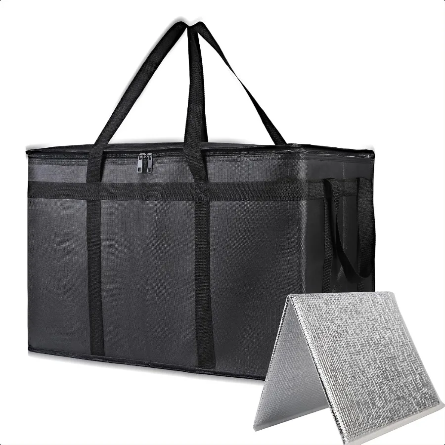 

Bodaon Insulated Food Delivery Bag With Hard Bottom XXXL Pizze Cooler Bags Thermal Cold Hot Styrofoam Carrier for Doordash Trav