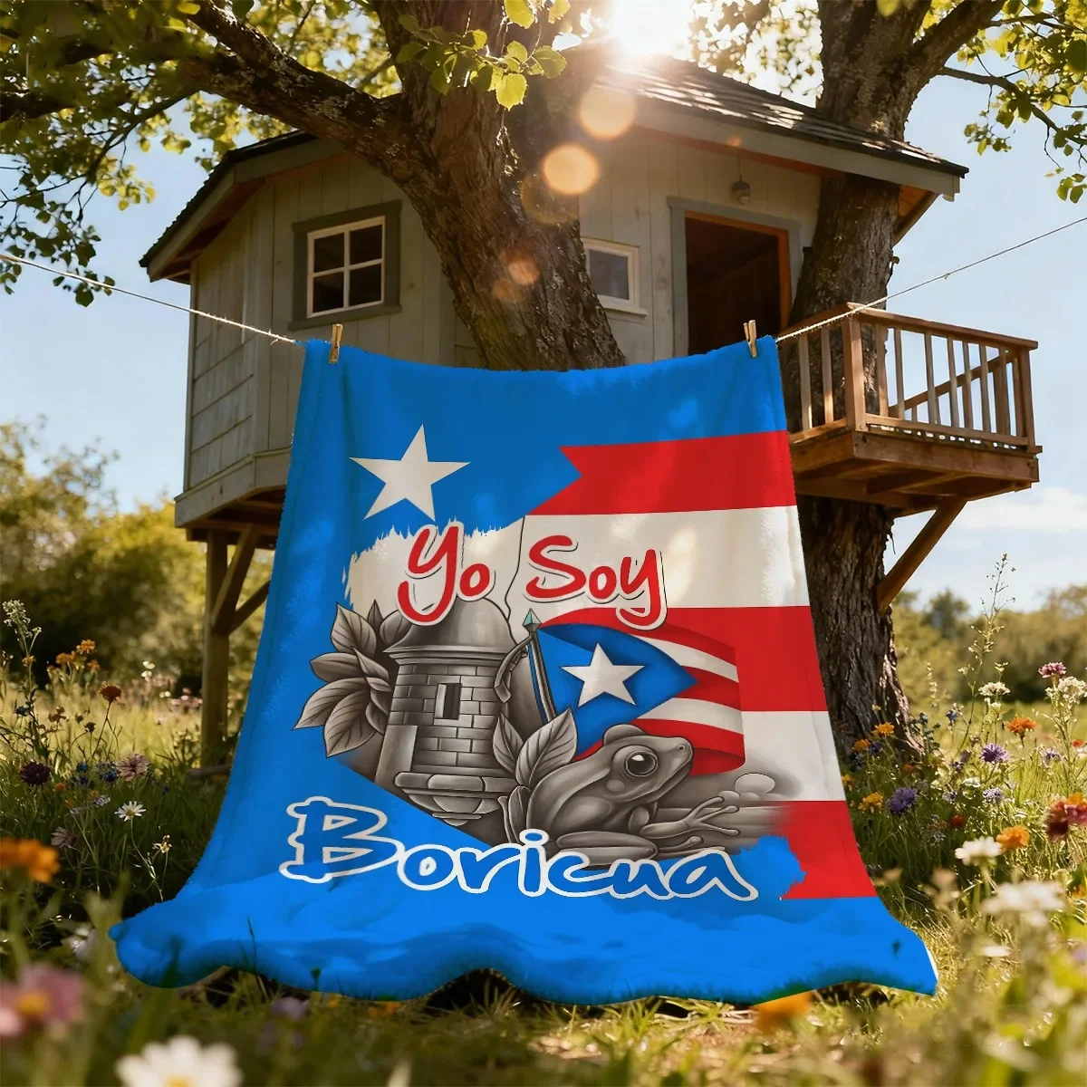 Customization A Puerto Rican Culturalthemed Soft Blanket, Made Of Soft And Luxurious Flannel Fabric, Lightweight And Warm, Suita