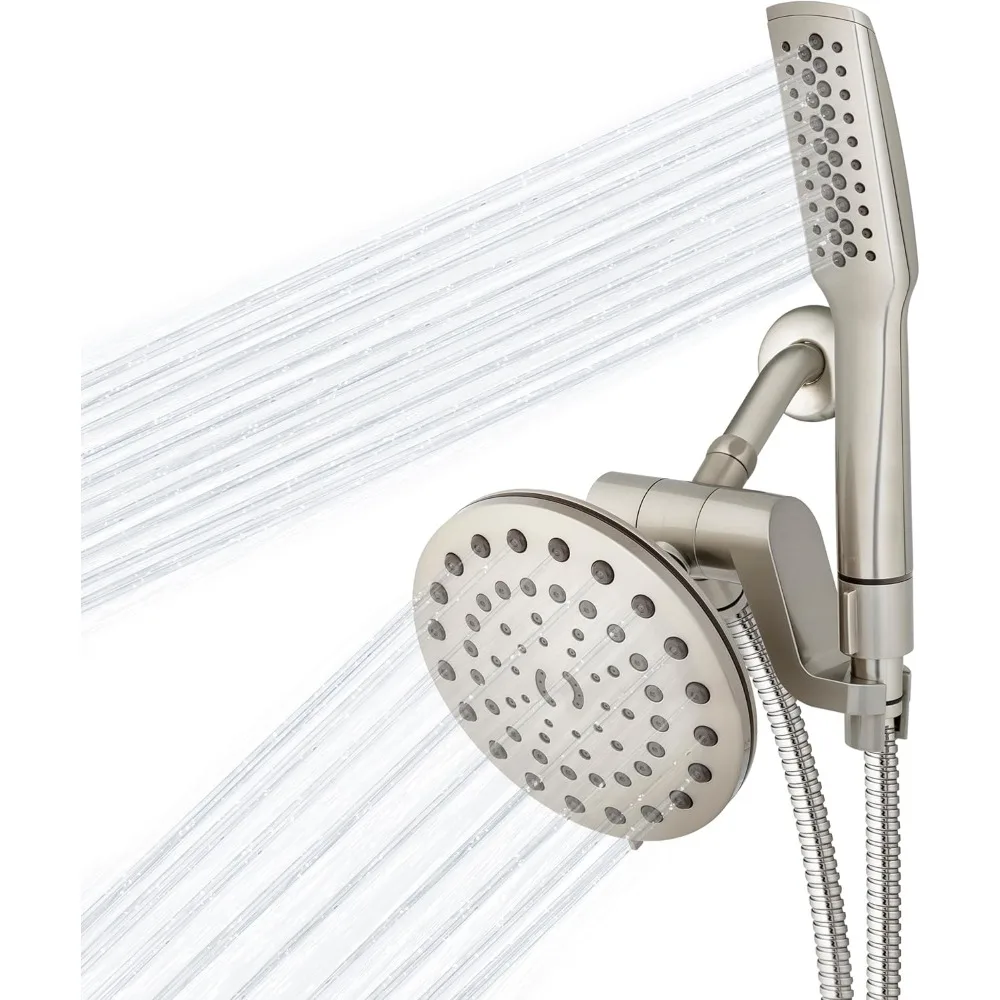 

High Pressure Pulsating Shower Wand and Rain Shower Head Combo with Extra-Long 8-Foot Metal Hose, HairWand Pulse Spa Sy