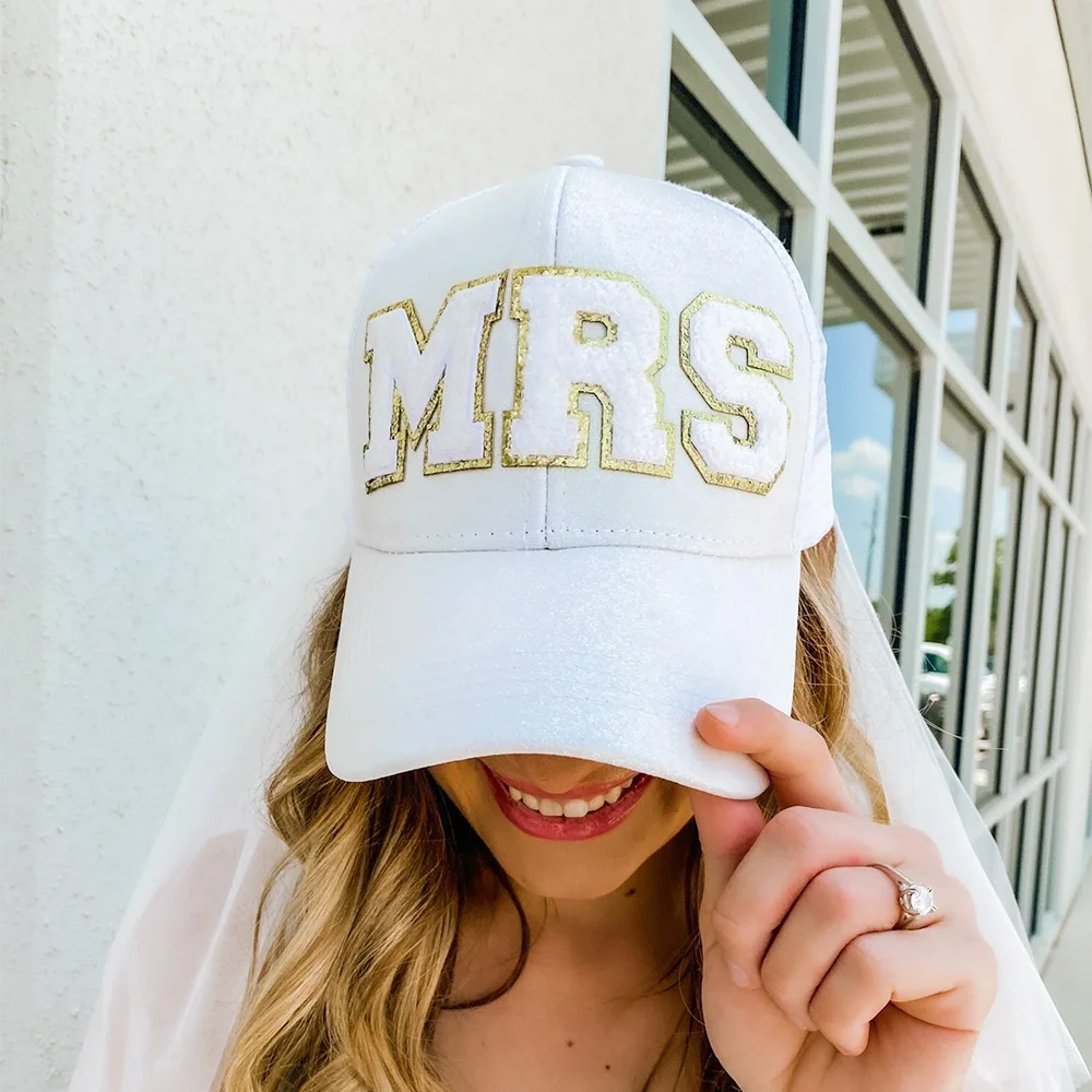 

Mrs. White Glitter Patch Trucker Hat Wedding Bachelorette Party Bride To Be Bridal Shower Girls Weekend Bridesmaid Proposal Gift